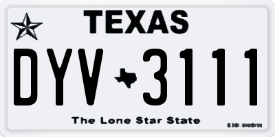 TX license plate DYV3111