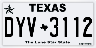 TX license plate DYV3112