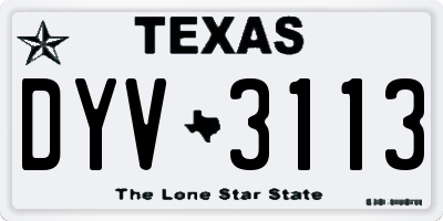 TX license plate DYV3113