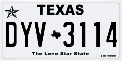 TX license plate DYV3114