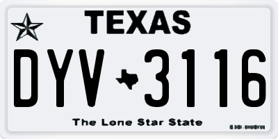 TX license plate DYV3116