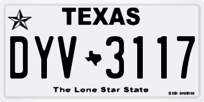 TX license plate DYV3117