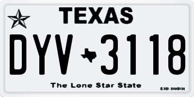 TX license plate DYV3118