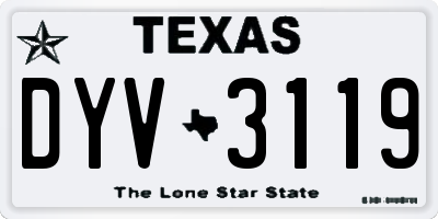 TX license plate DYV3119