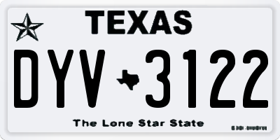 TX license plate DYV3122