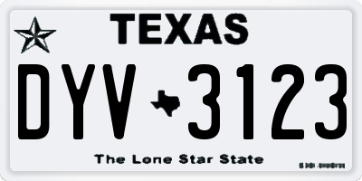 TX license plate DYV3123