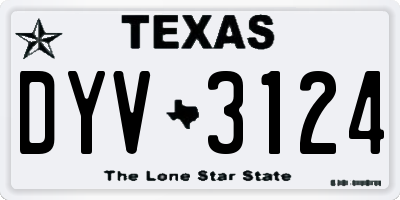 TX license plate DYV3124