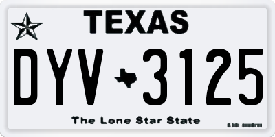 TX license plate DYV3125
