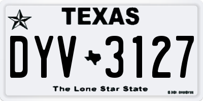 TX license plate DYV3127