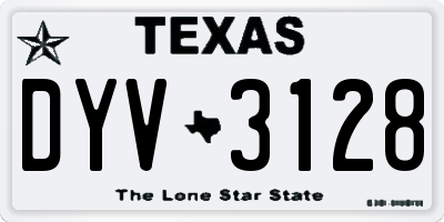 TX license plate DYV3128