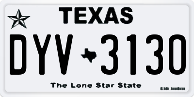 TX license plate DYV3130