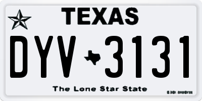 TX license plate DYV3131