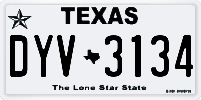 TX license plate DYV3134