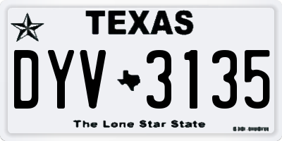 TX license plate DYV3135