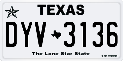 TX license plate DYV3136