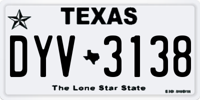 TX license plate DYV3138
