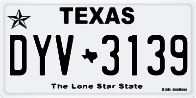 TX license plate DYV3139