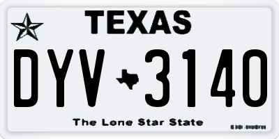 TX license plate DYV3140