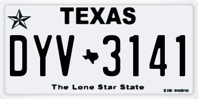 TX license plate DYV3141