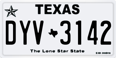 TX license plate DYV3142