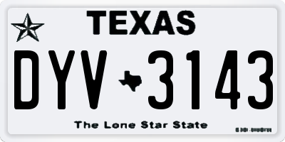 TX license plate DYV3143
