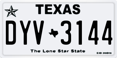 TX license plate DYV3144