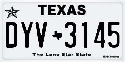 TX license plate DYV3145