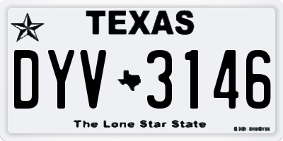 TX license plate DYV3146