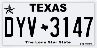 TX license plate DYV3147