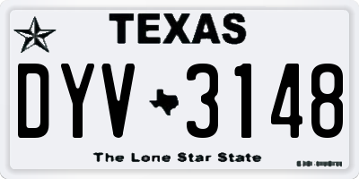 TX license plate DYV3148