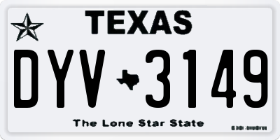 TX license plate DYV3149