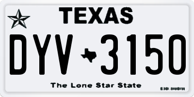 TX license plate DYV3150