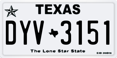 TX license plate DYV3151