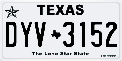 TX license plate DYV3152