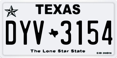 TX license plate DYV3154
