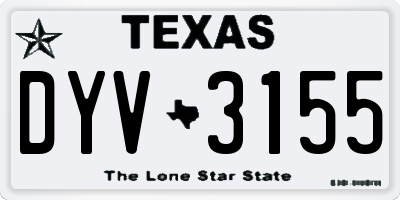 TX license plate DYV3155