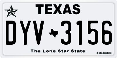 TX license plate DYV3156