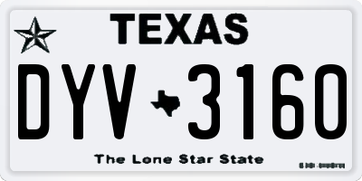 TX license plate DYV3160