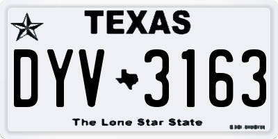 TX license plate DYV3163