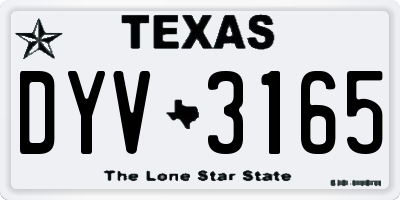 TX license plate DYV3165