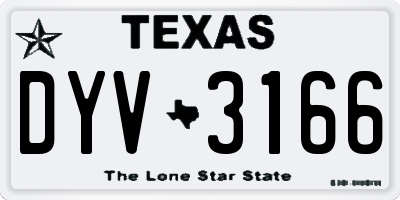 TX license plate DYV3166
