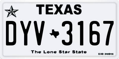 TX license plate DYV3167