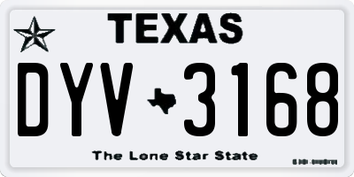 TX license plate DYV3168
