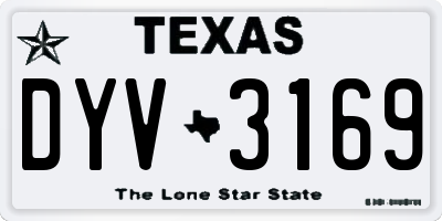 TX license plate DYV3169