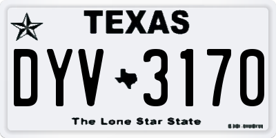 TX license plate DYV3170