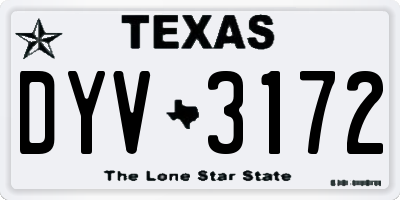 TX license plate DYV3172