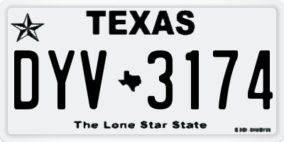 TX license plate DYV3174