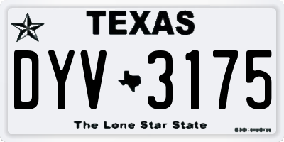 TX license plate DYV3175