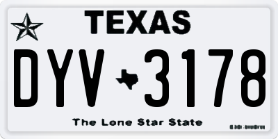 TX license plate DYV3178