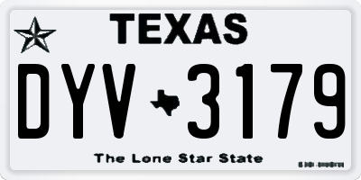 TX license plate DYV3179